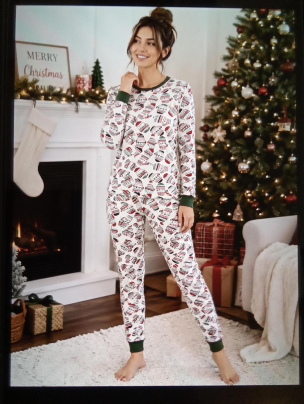 Burt's Bees Baby Womens Set Pajamas All Over Print Mittens Organic Cozy Sz Small
